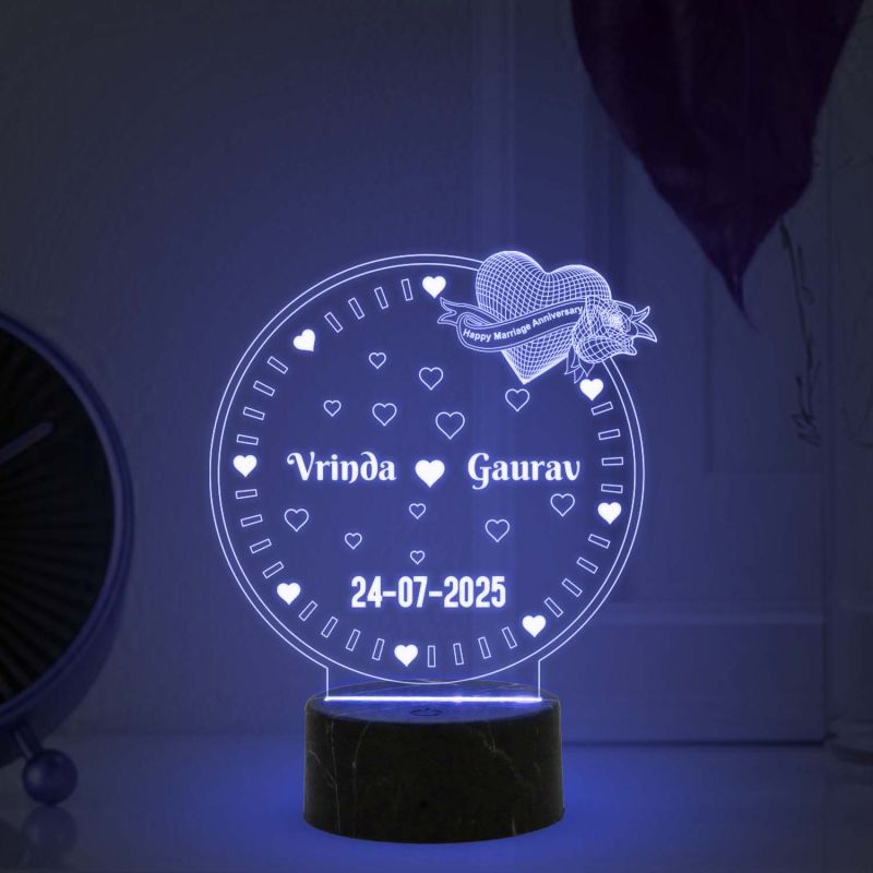 Personalized Couple Night Lamp with Multicolored Light Customized with Name Gift for Birthday Anniversary